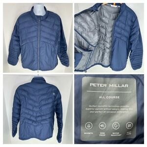 Peter Millar All Course Puffer Jacket Size XXL Navy Golf Full-Zip Wind Proof